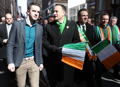 Leo Varadkar and Matt Barrett marching in the NY parade last St Patrick's Day