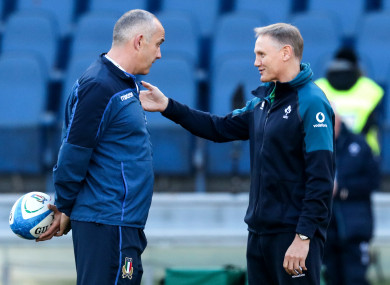 Conor O'Shea and Joe Schmidt before February's Six Nations clash in Rome.