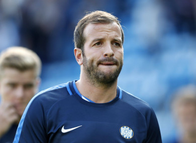 Rafael van der Vaart sporting the colours of his last club in football, Esbjerg, last year.