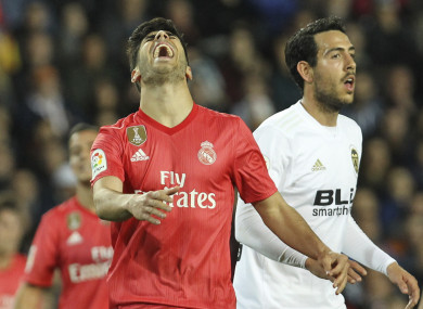 Marco Asensio reacts during Real Madrid's defeat on Wednesday.