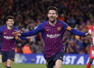 Messi scored his 43rd goal in all competitions on Saturday.