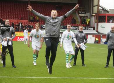 Neil Lennon celebrates Celtic's title success on Saturday.