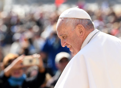 Pope Francis attends the weekly general audience in Saint Peter's square at the Vatican on 8 May