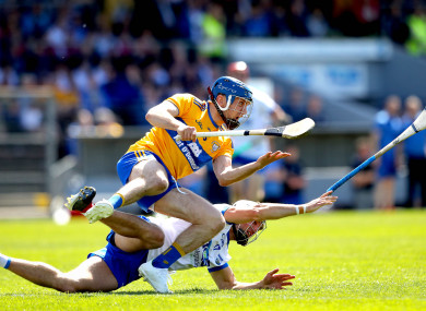 Shane O'Donnell and Shane Fives battle for the ball.