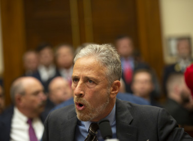Jon Stewart on Capitol Hill in Washington DC yesterday.