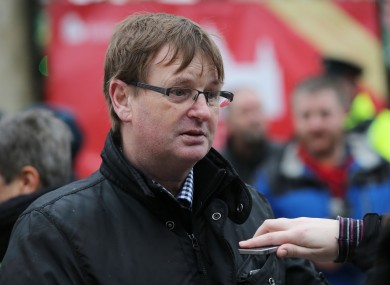 Campigner Willie Frazer speaking to the media at an anti-refugee protest in Belfast city centre in 2015.