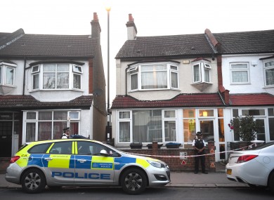 Police at the scene in Raymead Avenue, Thornton Heath, Croydon where a woman who was around eight months pregnant was stabbed to death.