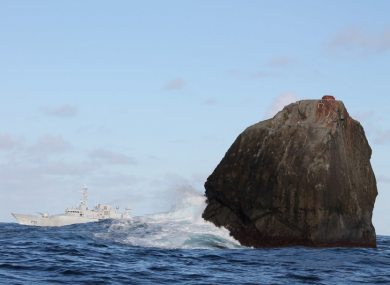 The Irish Naval Service vessel, LÉ Róisín, on routine patrol at Rockall.