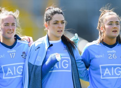 Injured Dublin player Sinéad Goldrick before the league semi-final between Cork and Dublin.