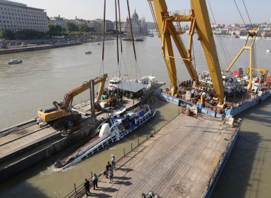 The boat is raised from the river this morning.