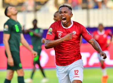 Lalaina Nomenjanahary celebrates his goal.