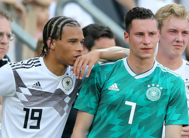 Leroy Sane and Julian Draxler in training with Germany