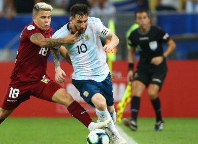 Lionel Messi pictured competing in the Copa America.