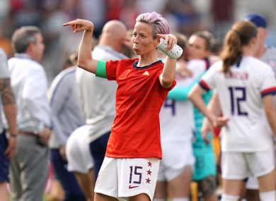 Megan Rapinoe helped USA progress with a brace of goals against Spain.