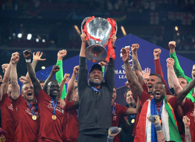 Klopp lifts the Champions League in Madrid.
