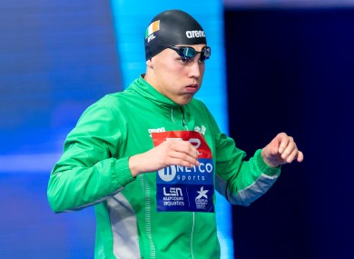 Greene set a new Irish record in the heats of the 100m Breaststroke.