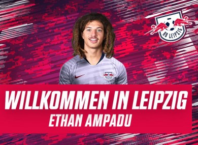 Ampadu in the RB Leipzig shirt.