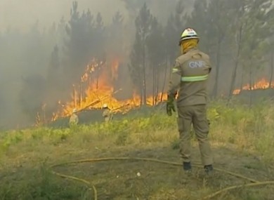 One of the firefighters battling a blaze yesterday.