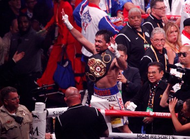 Manny Pacquiao celebrates his latest win.