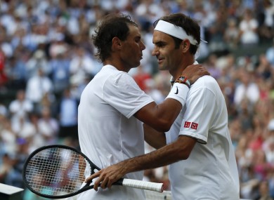Nadal and Federer at Wimbledon on Friday.