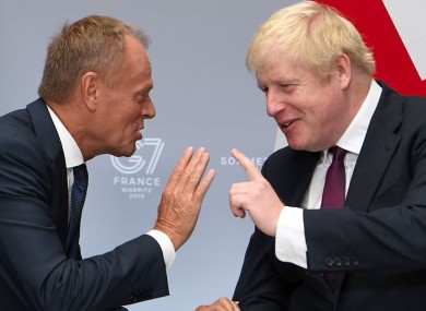 Donald Tusk and Boris Johnson speak at the weekend.