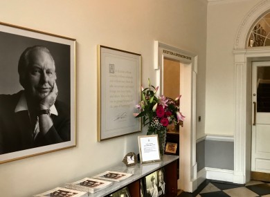 A photograph of L Ron Hubbard hangs in the hall of the Church of Scientology's Merrion Square office.