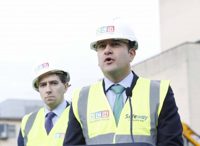 Health Minister Simon Harris and Taoiseach Leo Varadkar pictured at the site of the NCH in 2017.