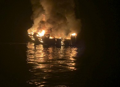 The dive boat engulfed in flames off the southern California coast