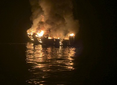 Santa Barbara County Fire Department a dive boat is engulfed in flames after a deadly fire broke out aboard the commercial scuba diving vessel.