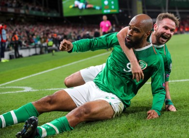 David McGoldrick celebrates his goal.