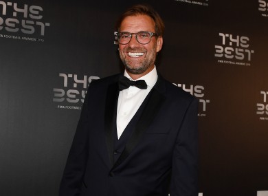 Jurgen Klopp pictured at last night's Best Fifa Football Awards.