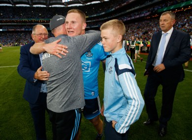 Ciaran Kilkenny hugs Jim Gavin at the final whistle.