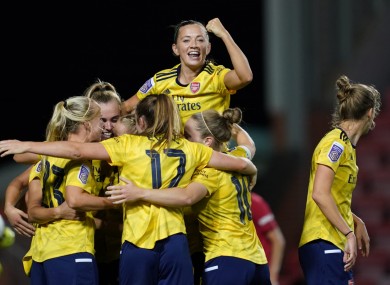 Katie McCabe with her Arsenal team-mates.