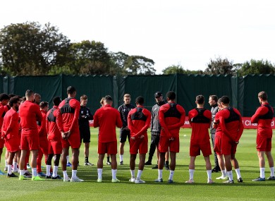 A general view during a training session at Melwood Training Ground, Liverpool.