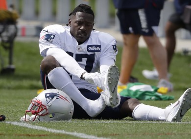 Brown pictured during a training session with the Patriots.