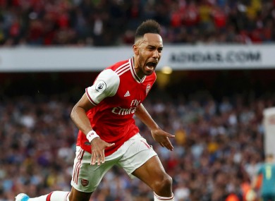 Arsenal's Pierre-Emerick Aubameyang celebrates.
