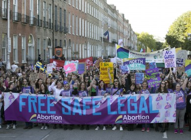 People marching during the 2018 March for Choice in Dublin