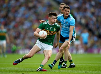 Kerry’s Sean O’Shea and Diarmuid Connolly of Dublin.