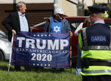 Trump supporters at the Stop Trump Peace Camp near Shannon Airport during the visit of President of the United States Donald Trump and the First Lady Melania to Ireland in June.