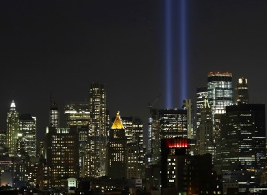 The Twin Towers Tribute In Light art installation ahead of today's anniversary.