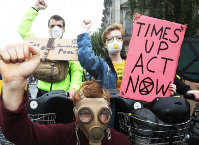 Extinction Rebellion protesters outside Heuston Station in Dublin in July.