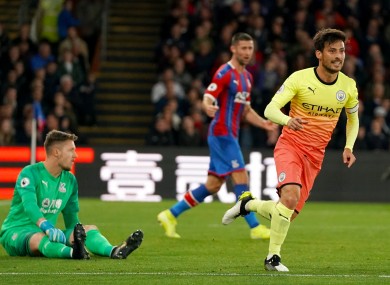 Manchester City's David Silva celebrates scoring.