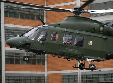 A simulation of an air emergency transfer at the Mater Hospital last week.