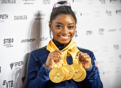 Simone Biles claimed an unrivalled 19th world gold today.