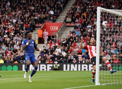 Chelsea's Tammy Abraham scores his side's first goal.