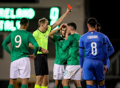 Parrott was sent off in the 63rd minute.