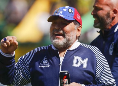 Diego Maradona while in charge of Gimnasia y Esgrima La Plata