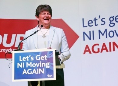 DUP leader Arlene Foster at the launch of her party's election manifesto.