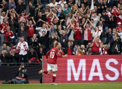 Eriksen celebrates a goal for the Danes (file pic).
