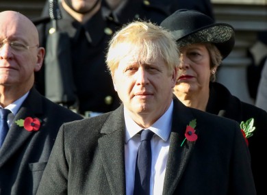 UK Prime Minister Boris Johnson attending the annual Remembrance Sunday memorial at The Cenotaph.